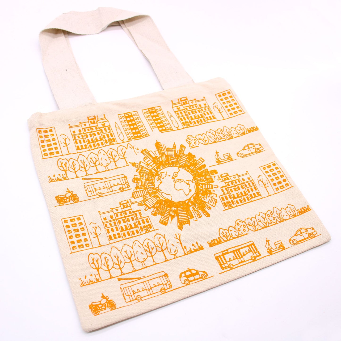 🛍️ Big Cotton Shopping Bag – City Life Design – 38x42cm – 10oz | Eco-Friendly Tote