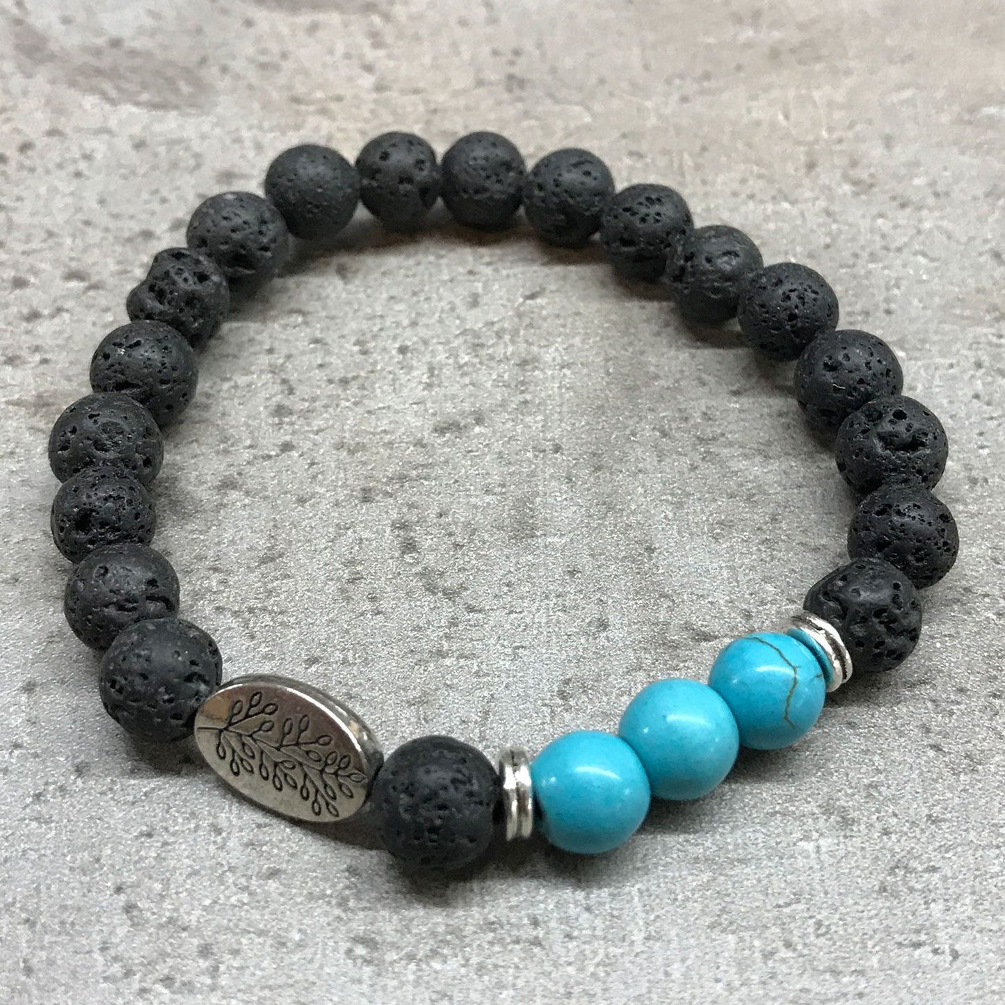 🌿 Lava Stone Bracelet - Leaf Turquoise | Aromatherapy Gemstone Jewellery 🌿