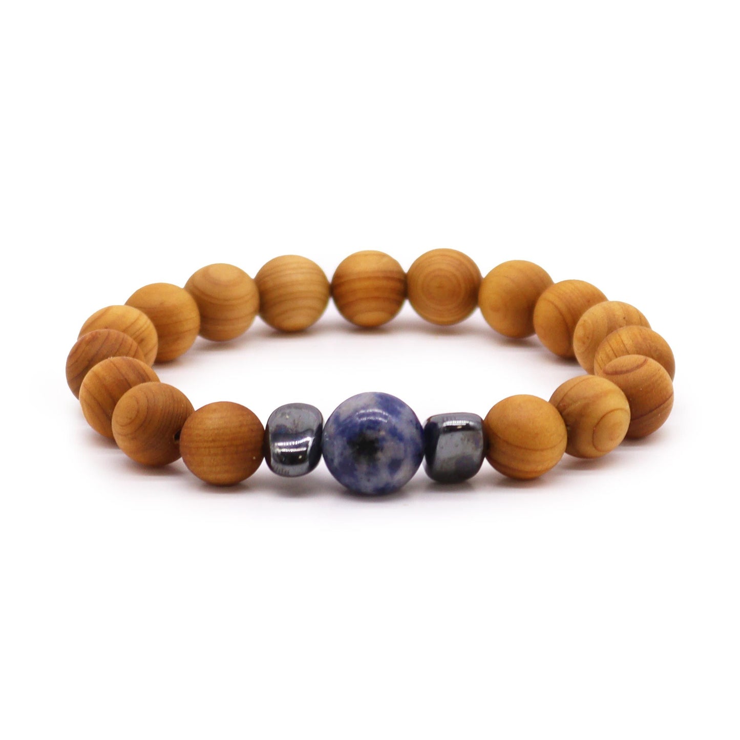 Cedarwood Throat Chakra Bangle with Sodalite – Intuition & Clear Communication Bracelet 💙✨