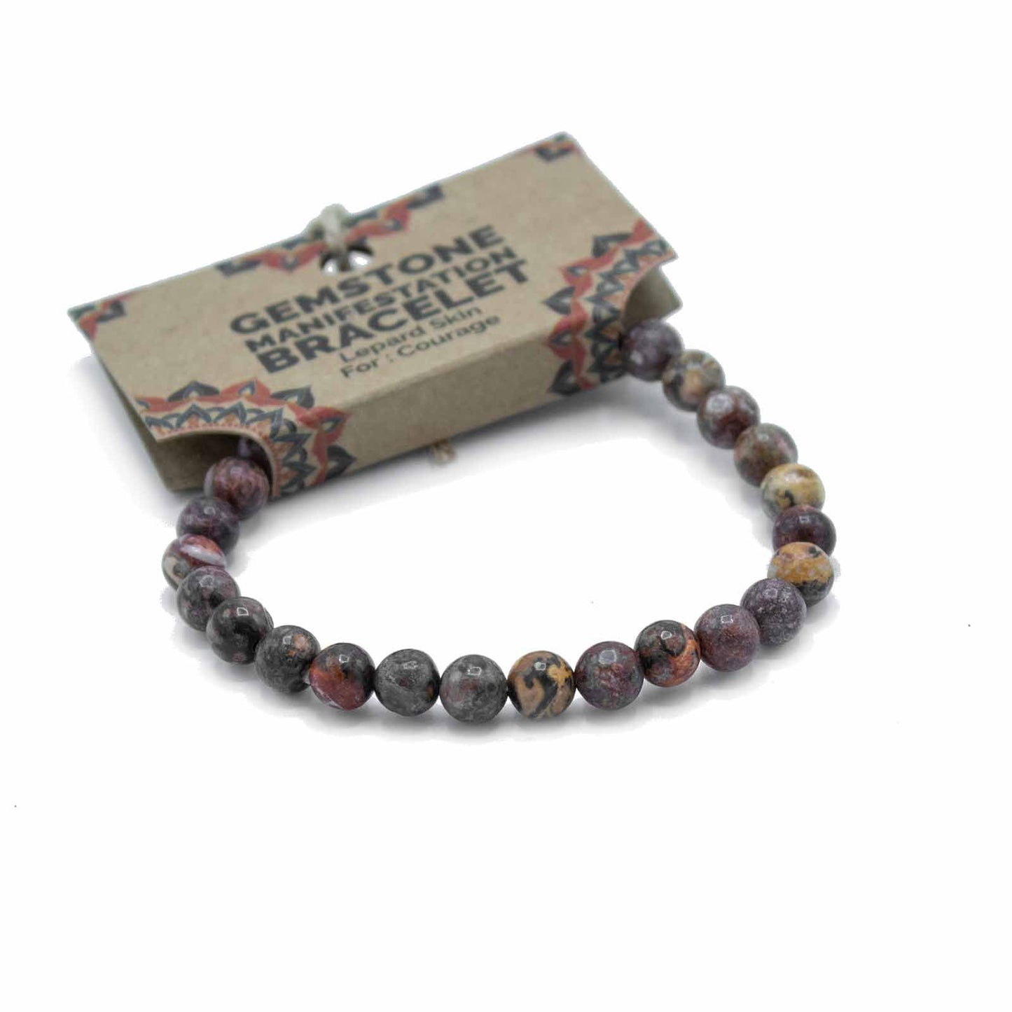 🌿 Gemstone Manifestation Bracelet – Leopard Skin Jasper – Courage & Strength 🌿