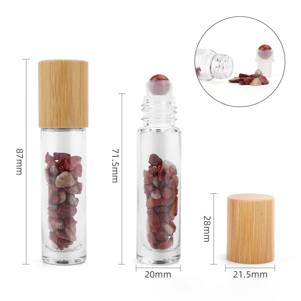 Gemstone Essential Oil Roller Bottle – Red Jasper Crystal with Wooden Cap 💎🌿