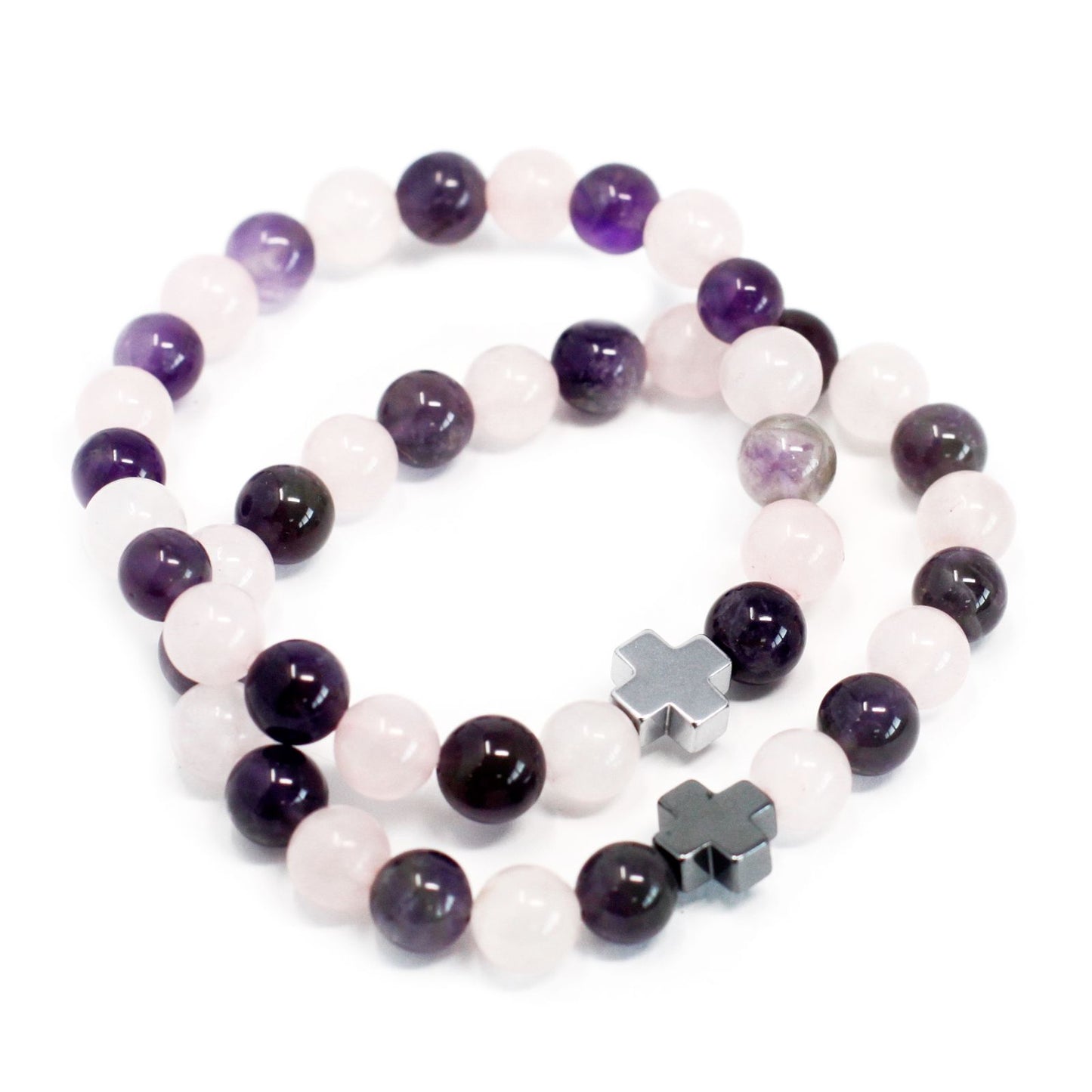 Gemstones Friendship Bracelets – Amethyst & Rose Quartz 💜🌸✨