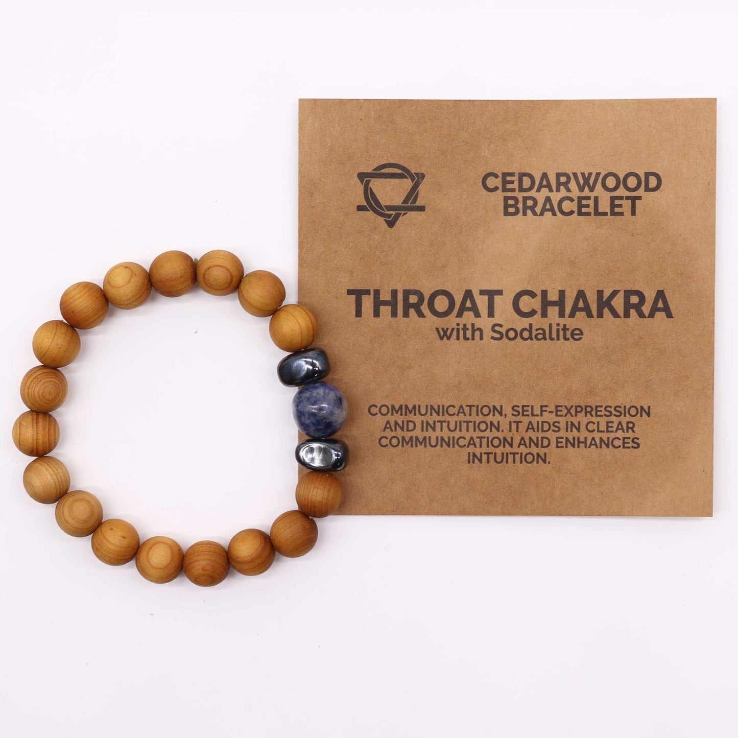 Cedarwood Throat Chakra Bangle with Sodalite – Intuition & Clear Communication Bracelet 💙✨