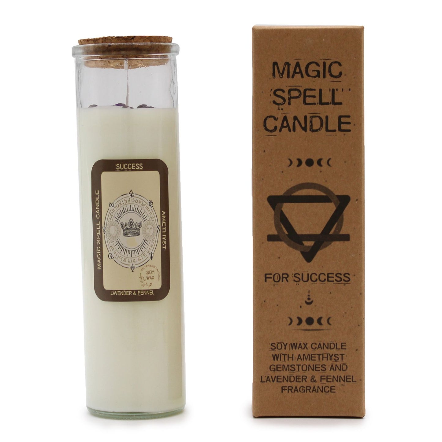 ✨ Magic Spell Candle – Success | Soy Wax Candle with Amethyst Gemstones & Lavender & Fennel Fragrance ✨