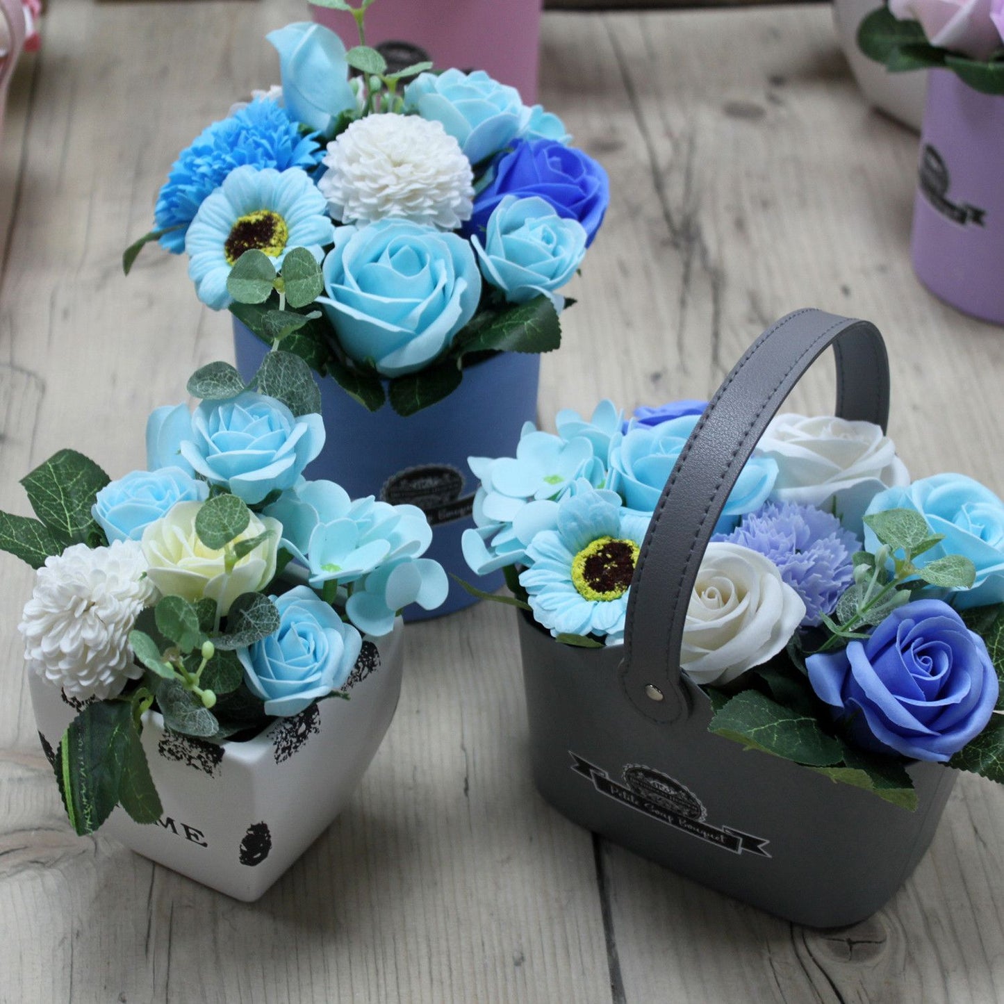 Bouquet Petite Basket – Soothing Blues 🌊💙 | Luxury Bath Flower Gift Set