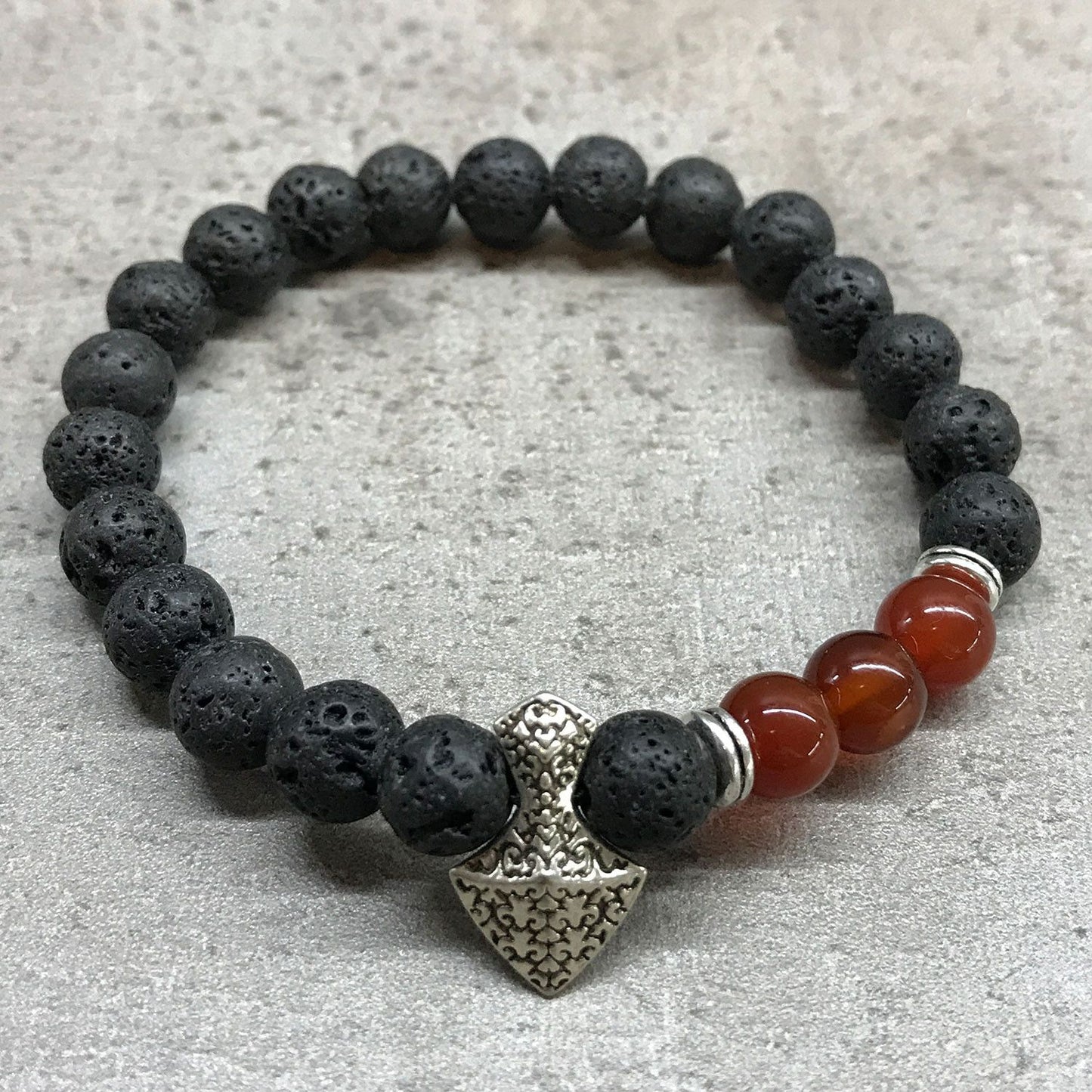 🪨 Lava Stone Bracelet - Axe-Head Carnelian | Healing Energy & Aromatherapy Jewellery 🌋