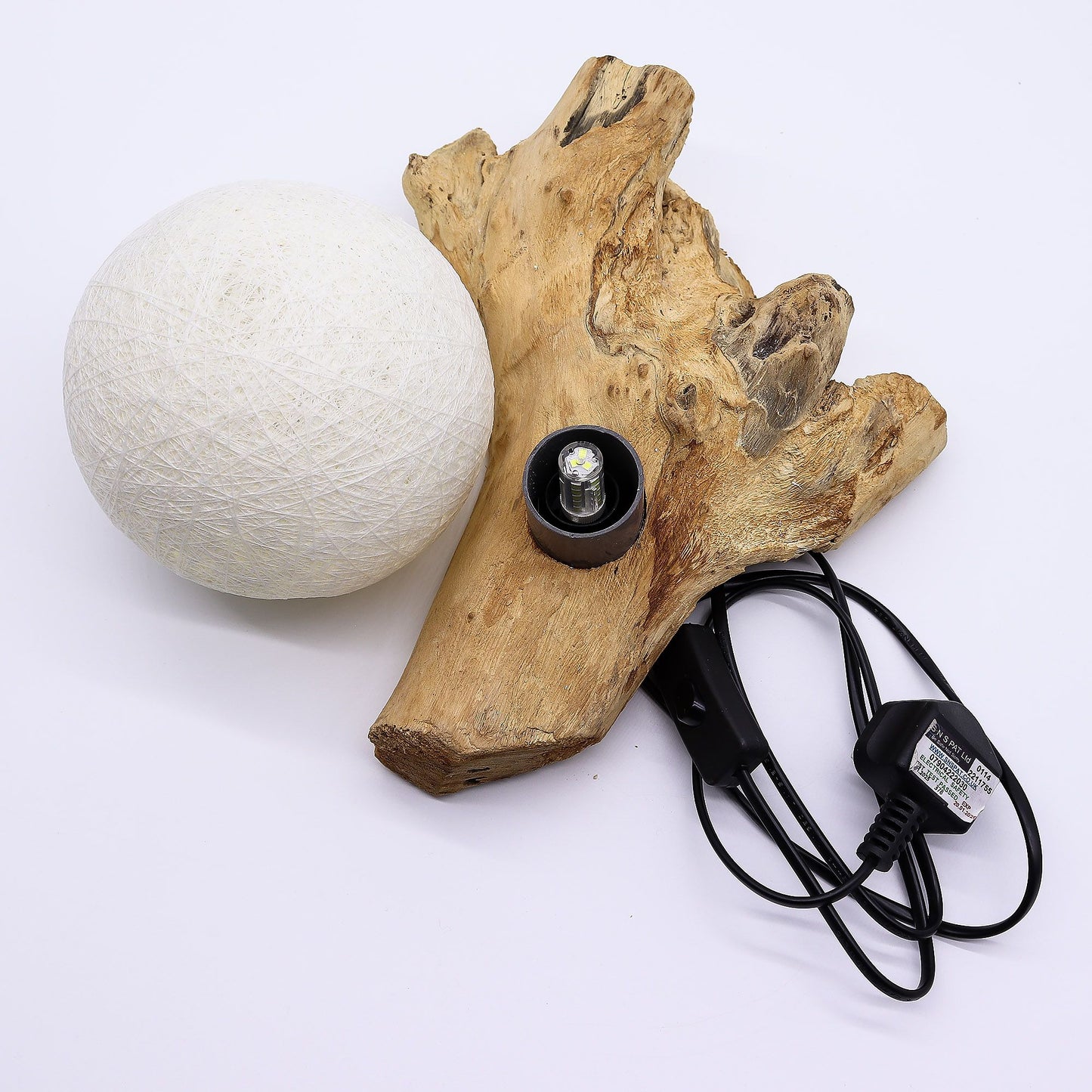 DriftGlow Lamp – Cotton Luna Ivory Driftwood Table Lamp 🌙✨