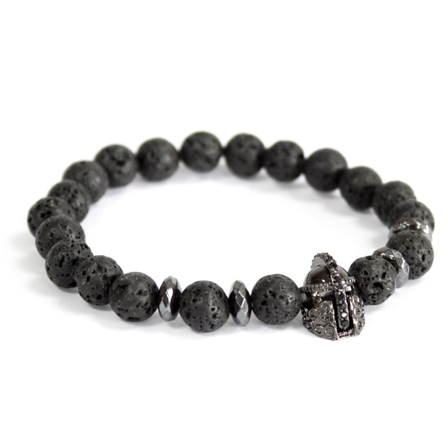 🔥 Gold Crown Lava Stone Bracelet – Boho Unisex Gemstone Jewellery 🌋✨