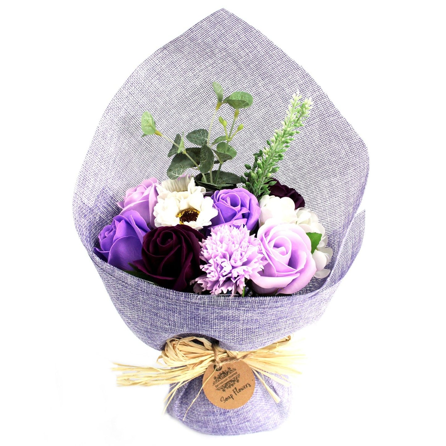 Standing Soap Flower Bouquet – Purple (Luxury Bath Flower Gift Set)