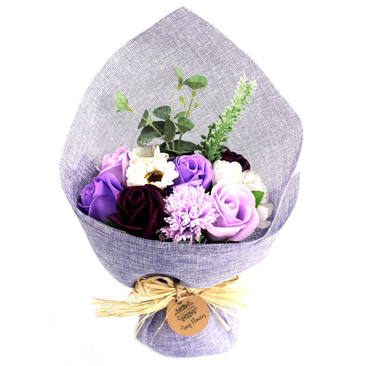 Standing Soap Flower Bouquet – Purple (Luxury Bath Flower Gift Set)