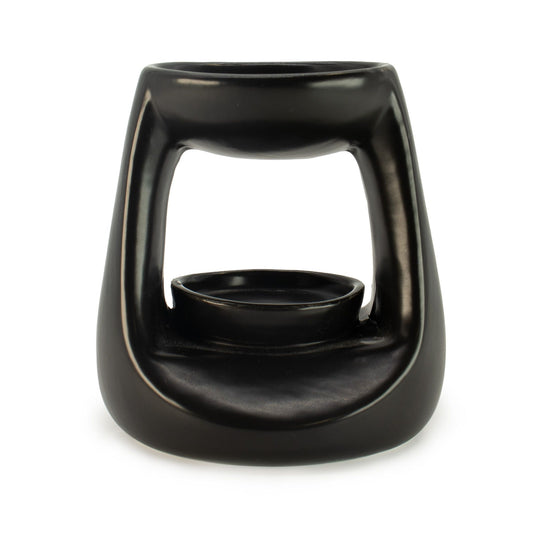 Brûleur à Huile Céramique Zen Petit Classique Noir Mat | Brûleur à Cire Parfumée & Huile Essentielle Moderne