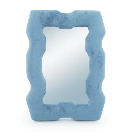 Soft Squiggly Mirror in Royal Blue – Velvet Framed Freestanding or Wall Mirror