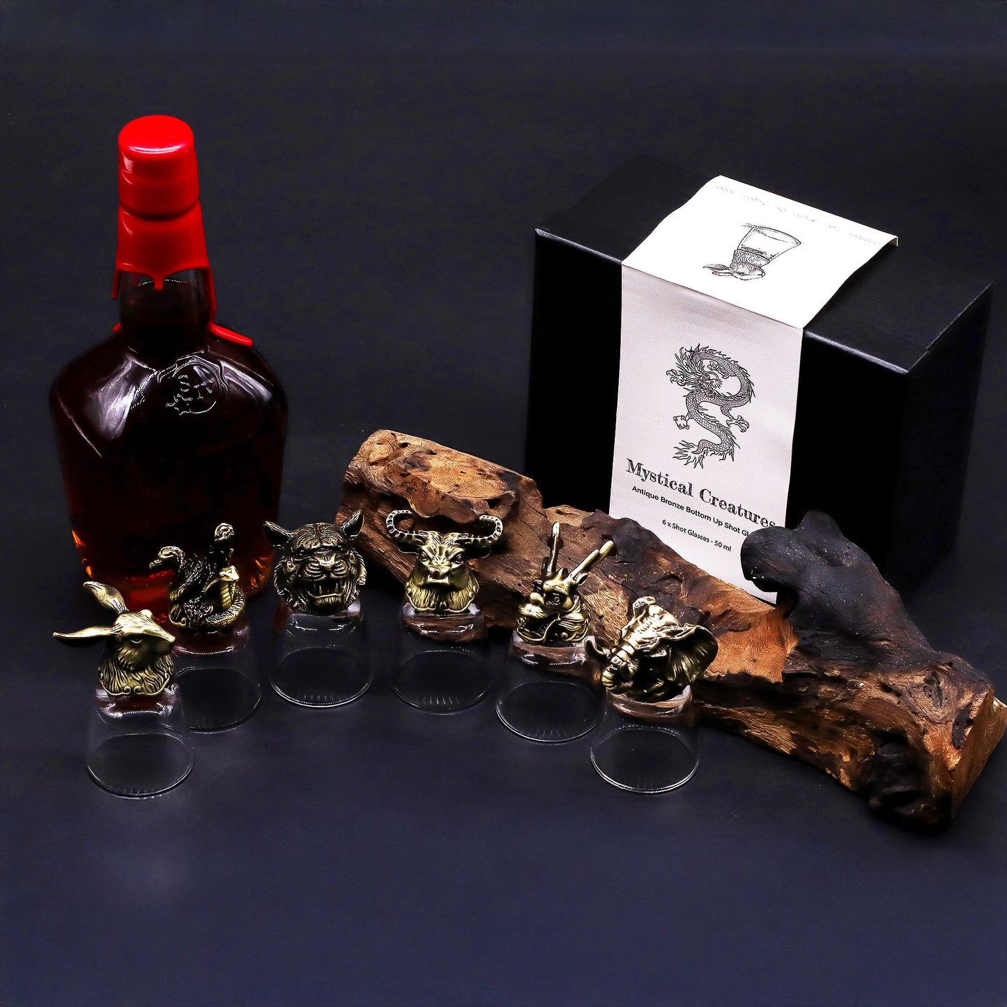 Mystical Animal Shot Glasses (50ml) – Antique Bronze-Style Collectors Barware Set (6 Designs)