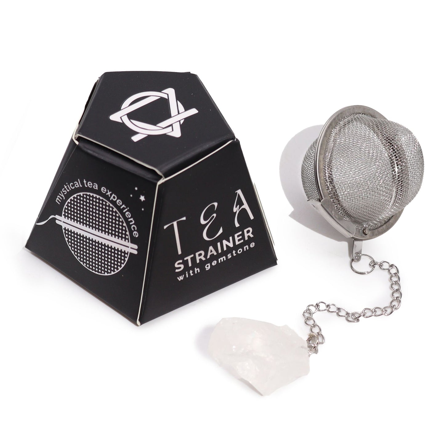 Raw Crystal Gemstone Tea Strainer – Rock Quartz “BALANCE” ✨🍵💎