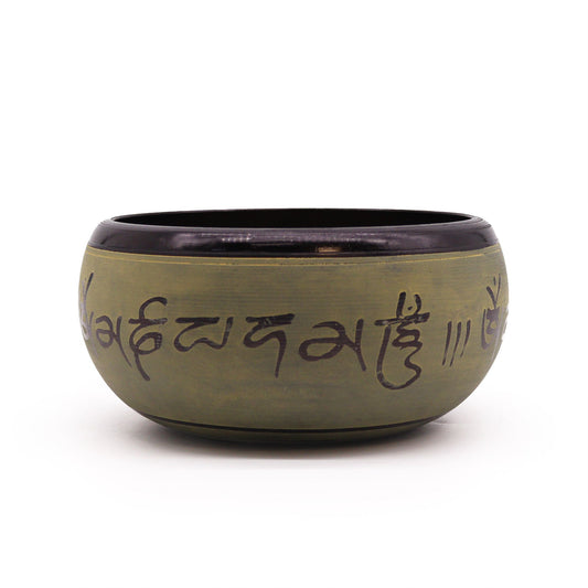 🌍 Earth Powder Singing Bowl – Mantra Five Buddha – 16cm | Handcrafted Harmonic Elegance
