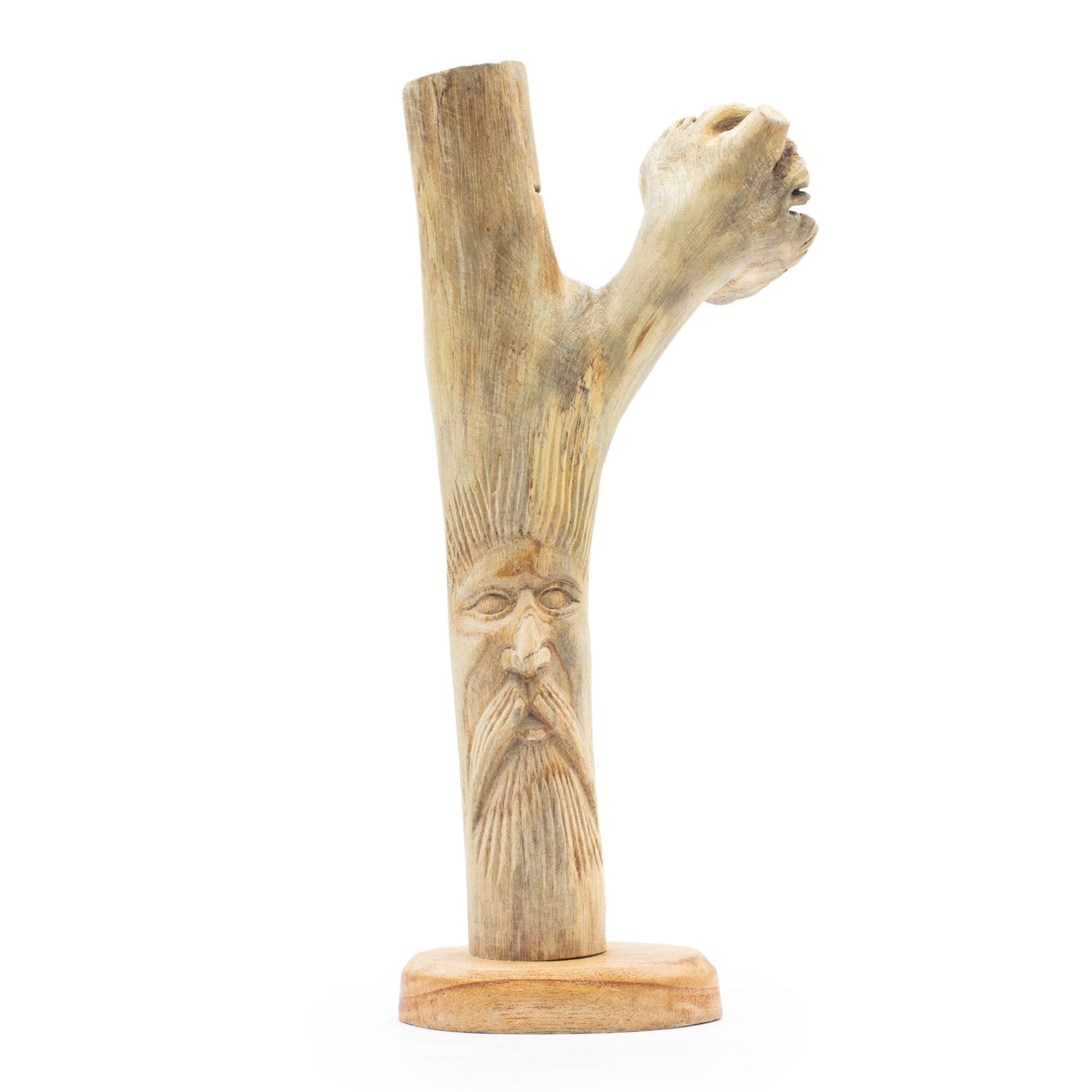 Handmade Parasite Wood Art Carving – Greenman | Rustic Woodland Spirit Décor