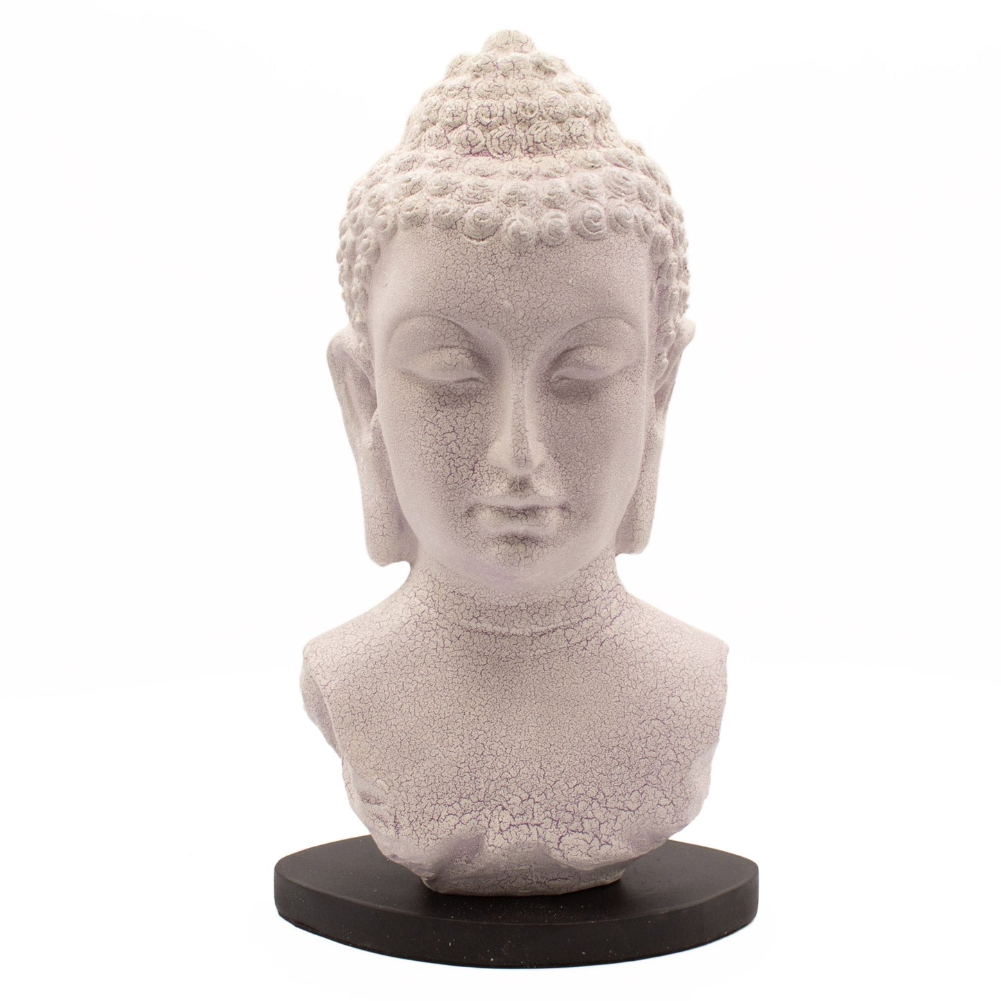 Busto de Buda Lámpara Lavanda Craquelada con Base Ovalada – Lámpara de Mesa de Ambiente Calmante para Dormitorio y Espacios de Relajación
