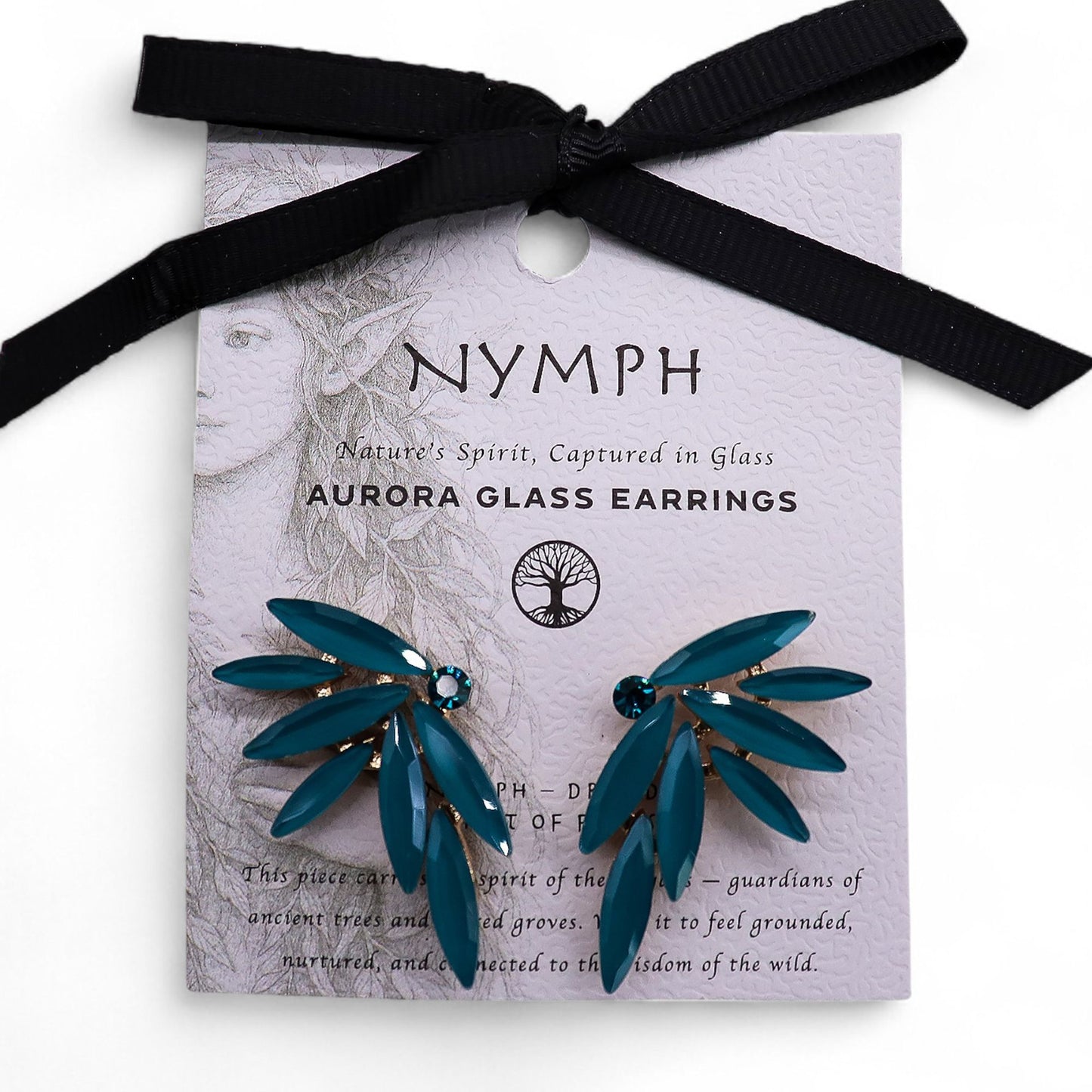 Boucles d'oreilles Fées Vert sarcelle – Acier inoxydable et verre, Bijoux nature inspirés des dryades