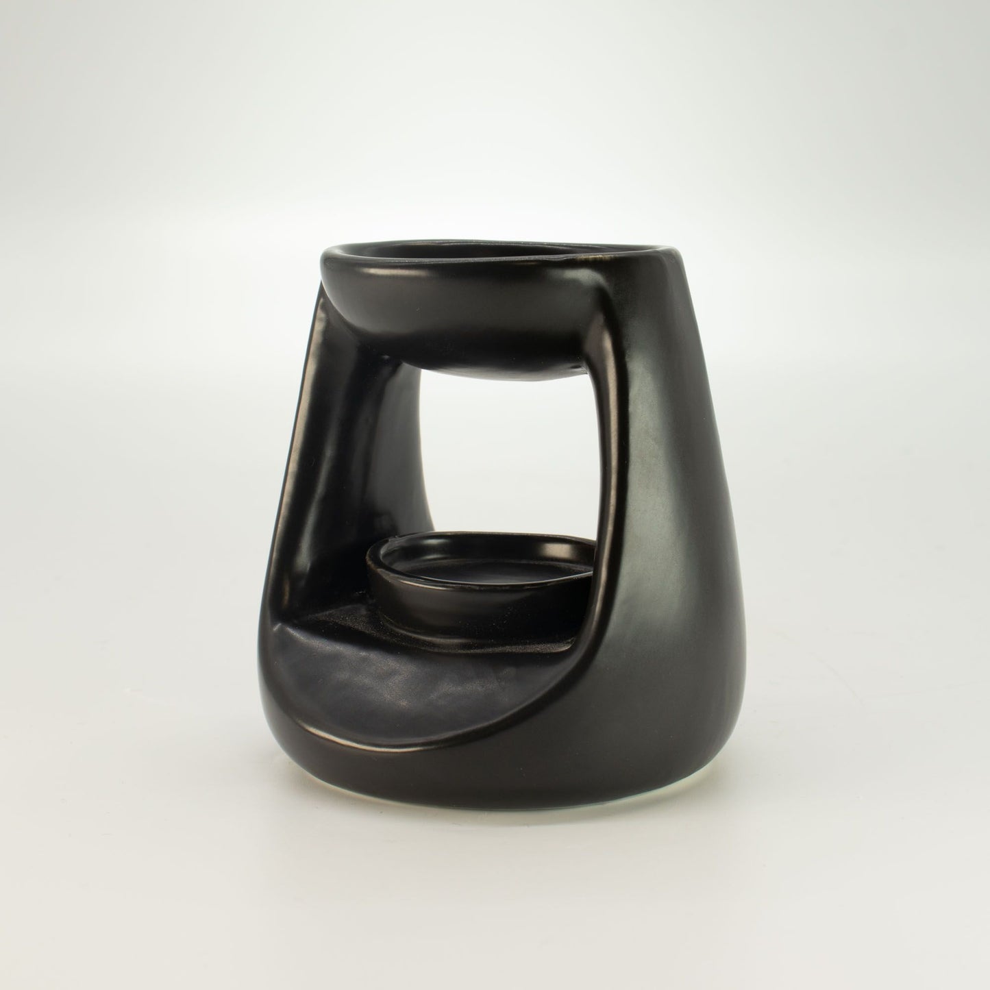 Brûleur à Huile Céramique Zen Petit Classique Noir Mat | Brûleur à Cire Parfumée & Huile Essentielle Moderne