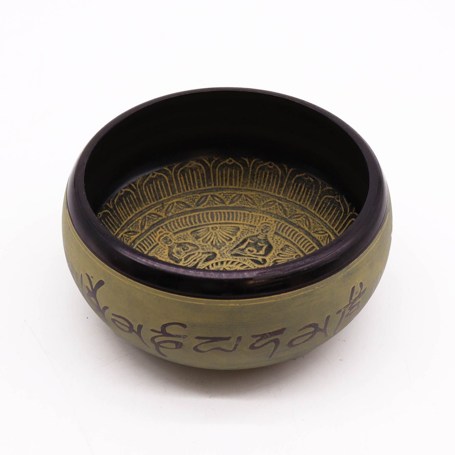 🌍 Earth Powder Singing Bowl – Mantra Five Buddha – 16cm | Handcrafted Harmonic Elegance