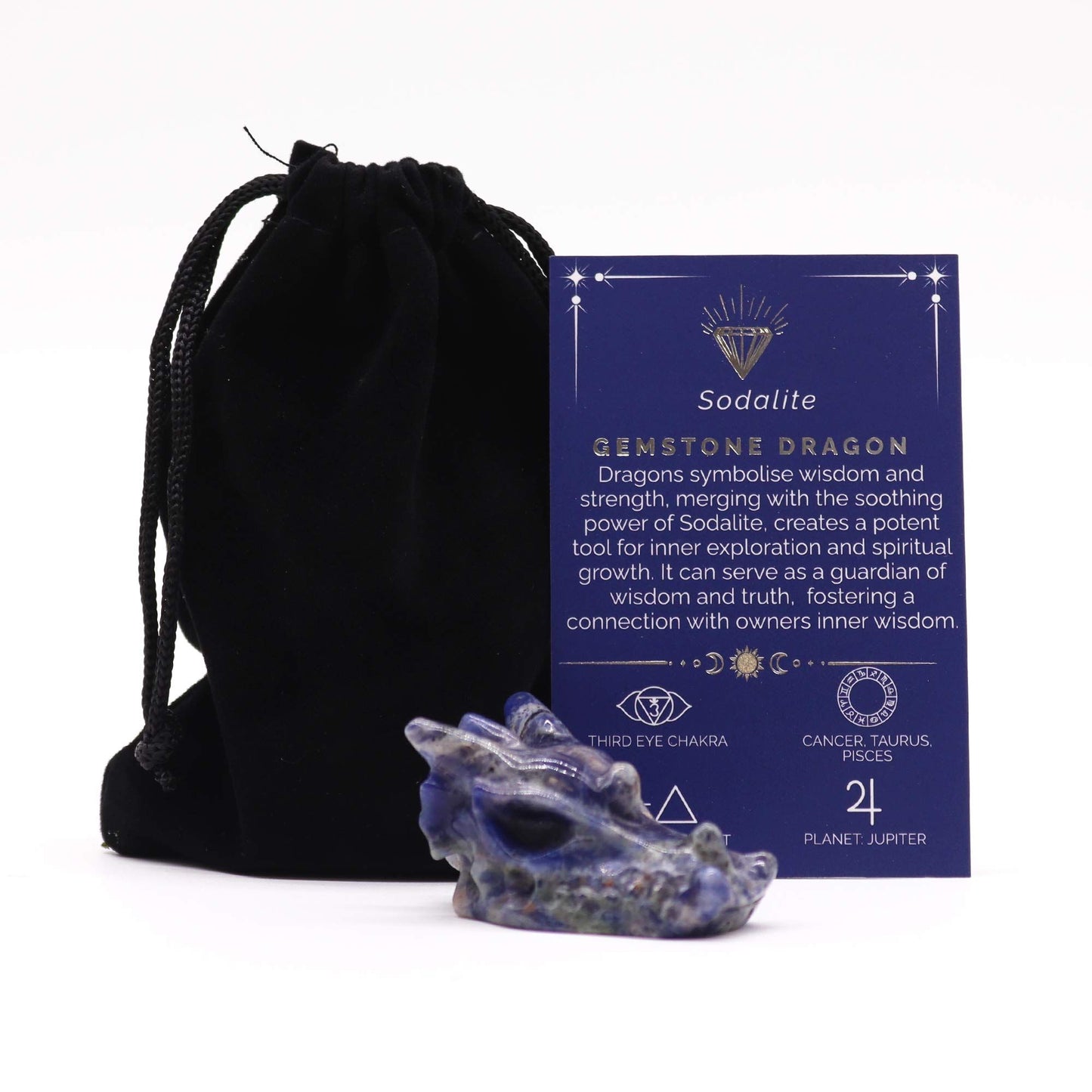 Gemstone Small Dragon Head – Sodalite Crystal Carving 🐉🔮