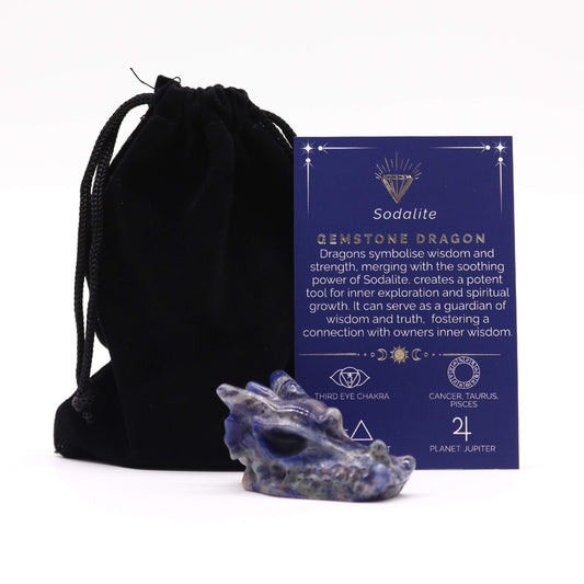 Gemstone Small Dragon Head – Sodalite Crystal Carving 🐉🔮
