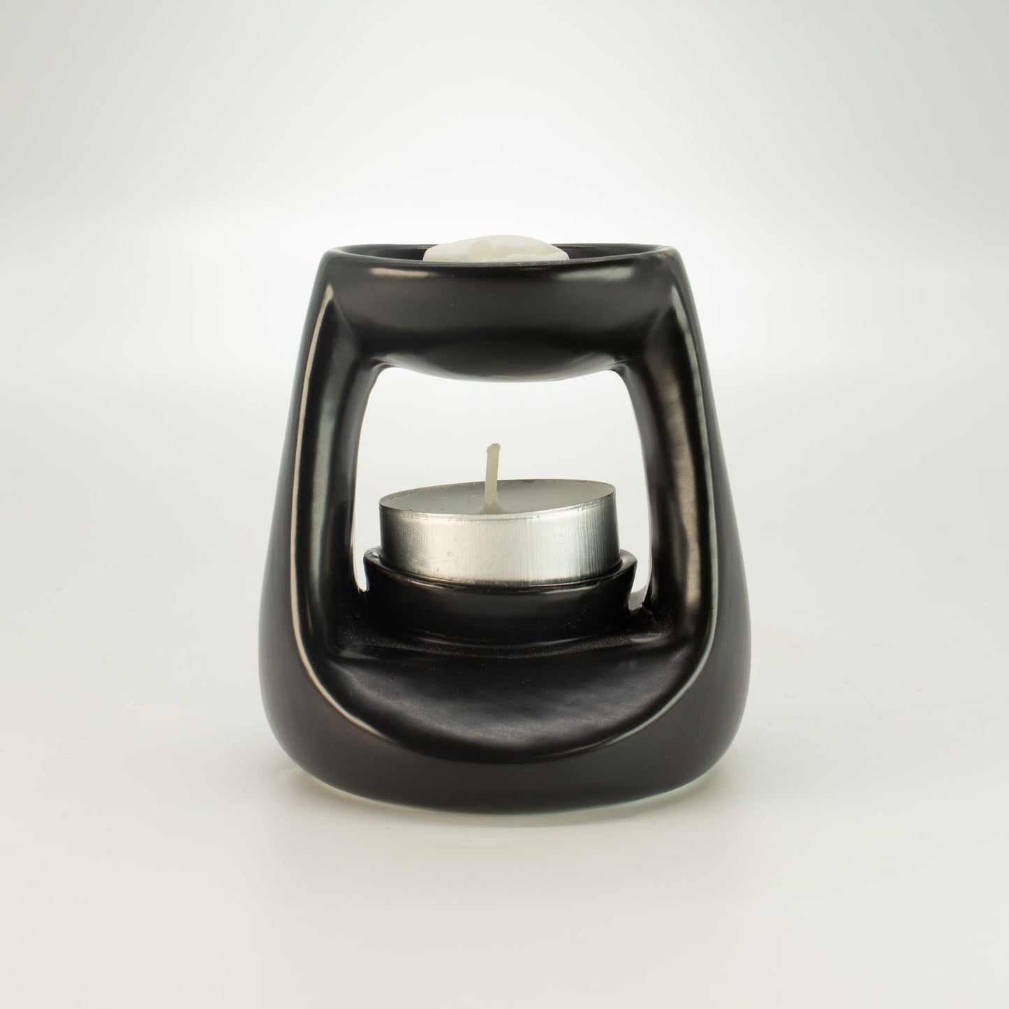 Brûleur à Huile Céramique Zen Petit Classique Noir Mat | Brûleur à Cire Parfumée & Huile Essentielle Moderne