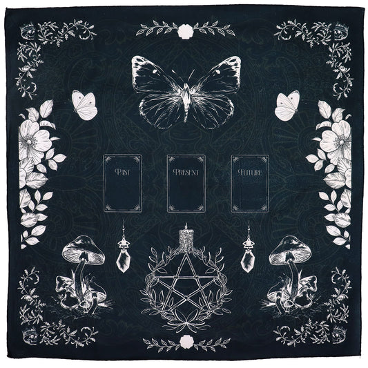 🔮 Ancient Witch Tarot Reading Cloth – Mystical Divination Altar Cloth (75x75cm) 🌙✨