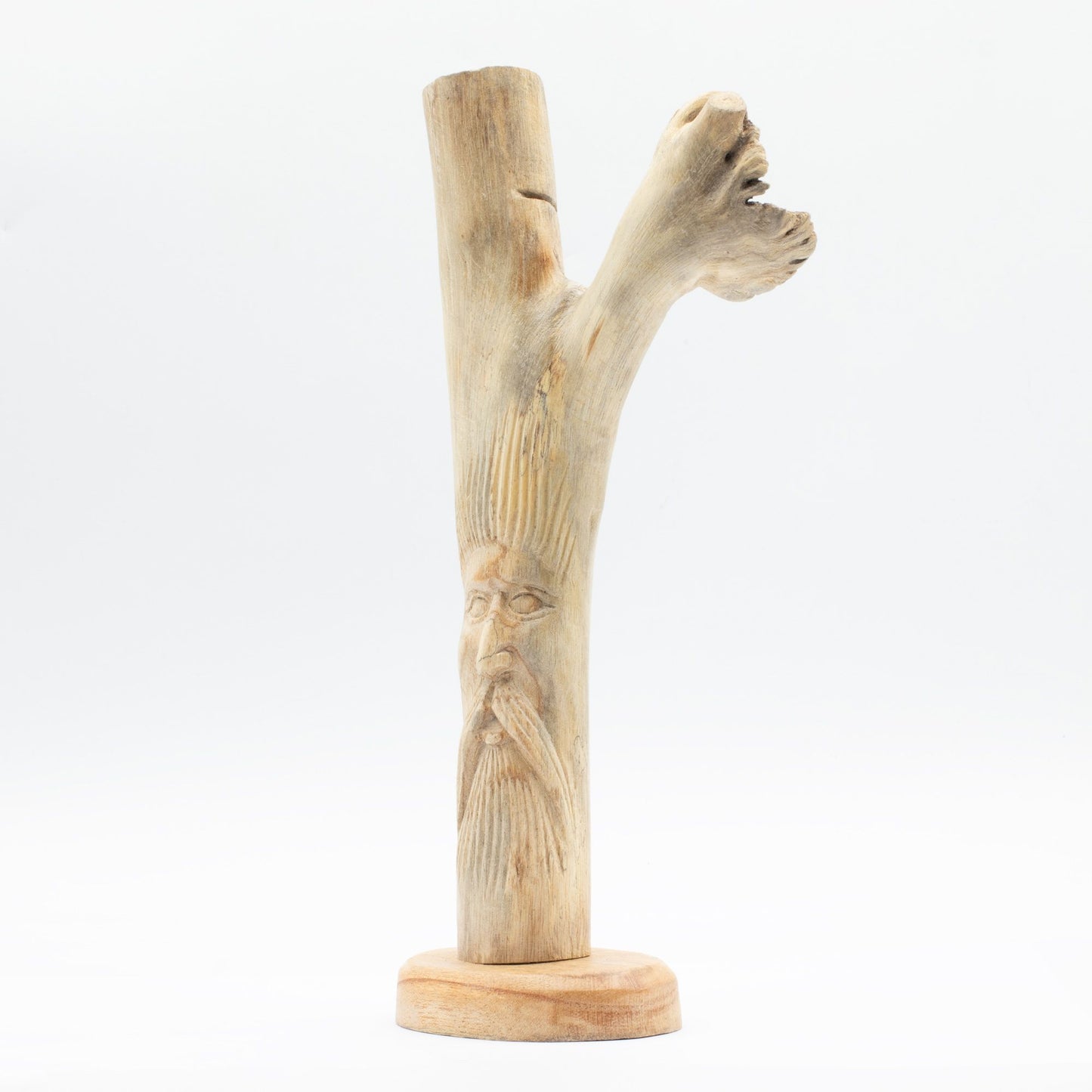 Handmade Parasite Wood Art Carving – Greenman | Rustic Woodland Spirit Décor