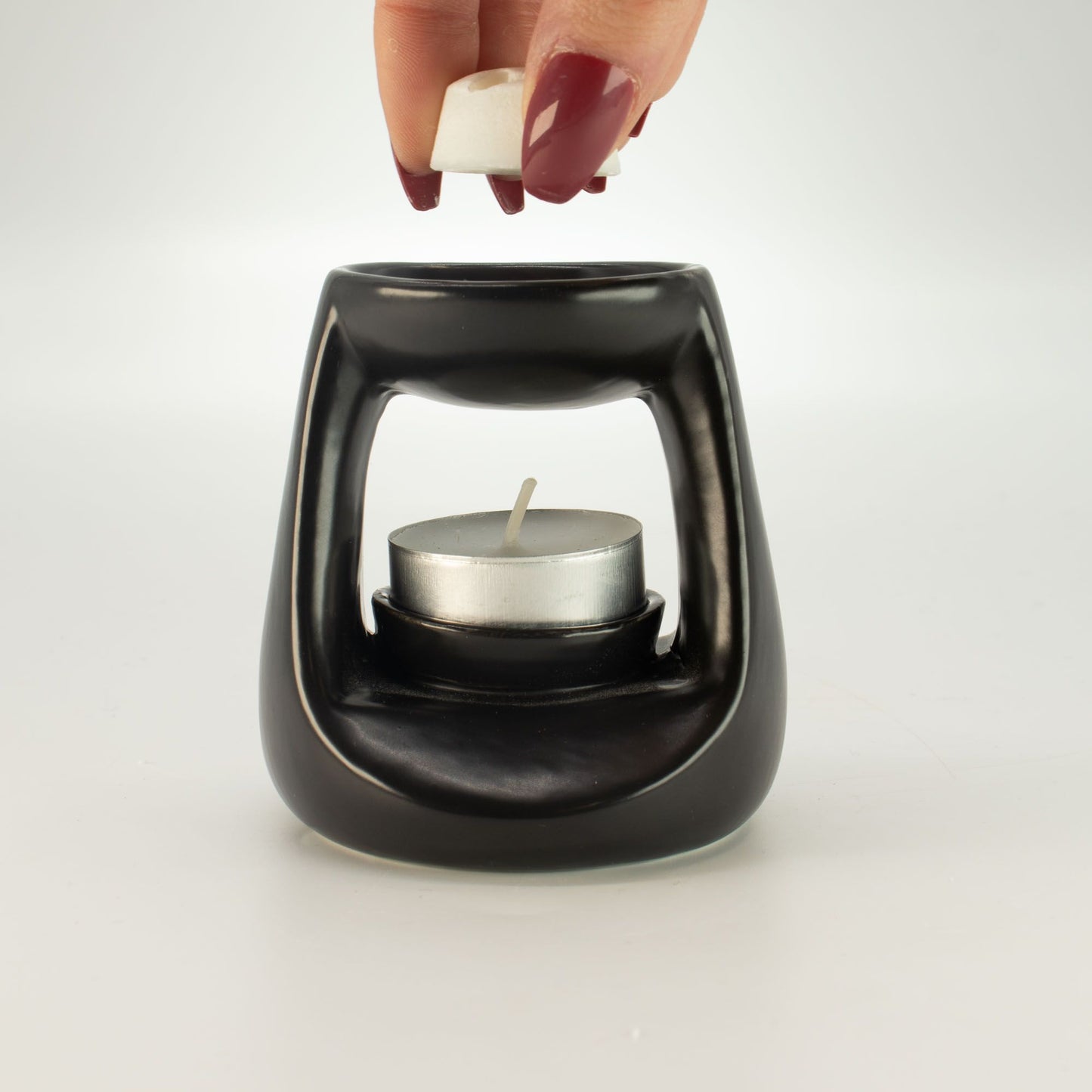 Brûleur à Huile Céramique Zen Petit Classique Noir Mat | Brûleur à Cire Parfumée & Huile Essentielle Moderne