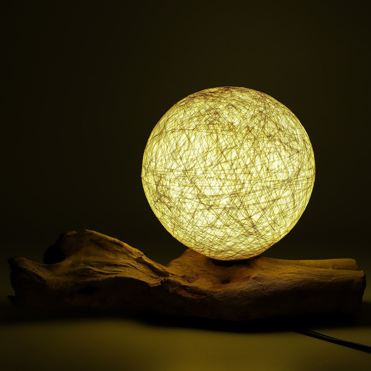 DriftGlow™ Cotton Wrap Cream Driftwood Lamp – Warm Ambient Light for Cosy, Modern Homes 🌙