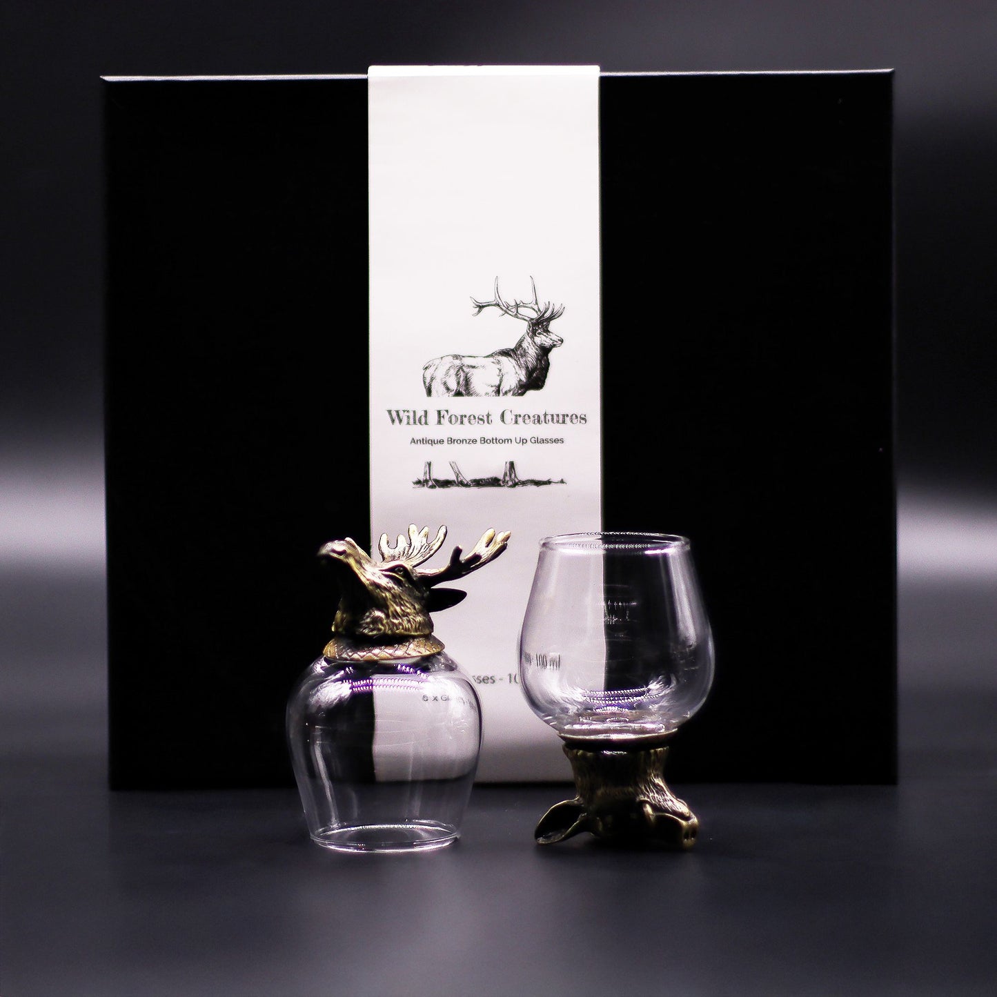 Coffret de 6 verres 100ml – Créatures de la forêt sauvage en bronze antique
