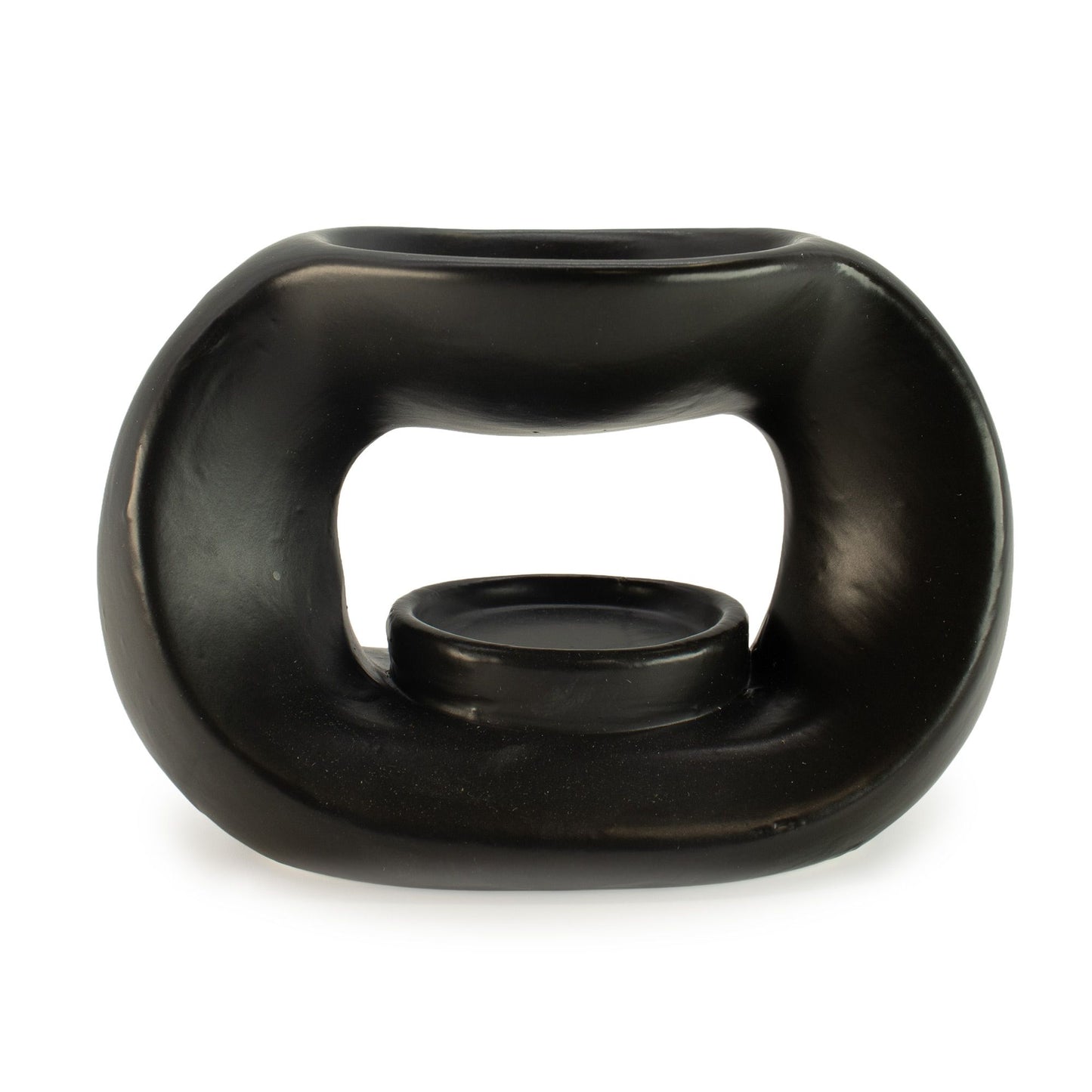 Ceramic Zen Oil Burner – Oval Pebble Matt Black | Modern Wax Melt & Fragrance Oil Burner