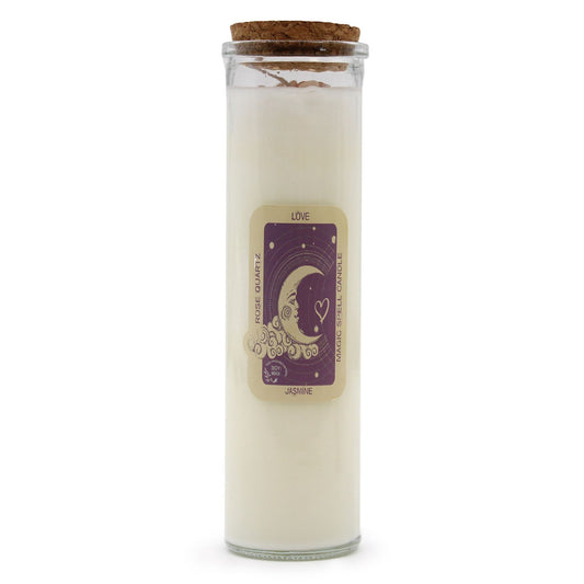 💖 Magic Spell Candle – Love | Rose Quartz Gemstones & Jasmine Fragrance | Soy Wax Candle (280g)