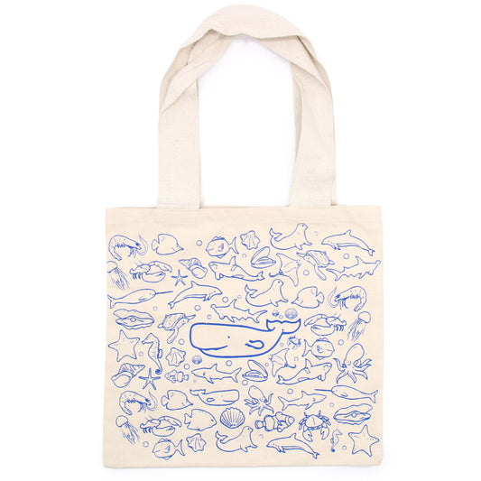 🌊 Big Cotton Shopping Bag – Sea Life Design – 38x42cm – 10oz | Eco-Friendly & Reusable Tote 🌿