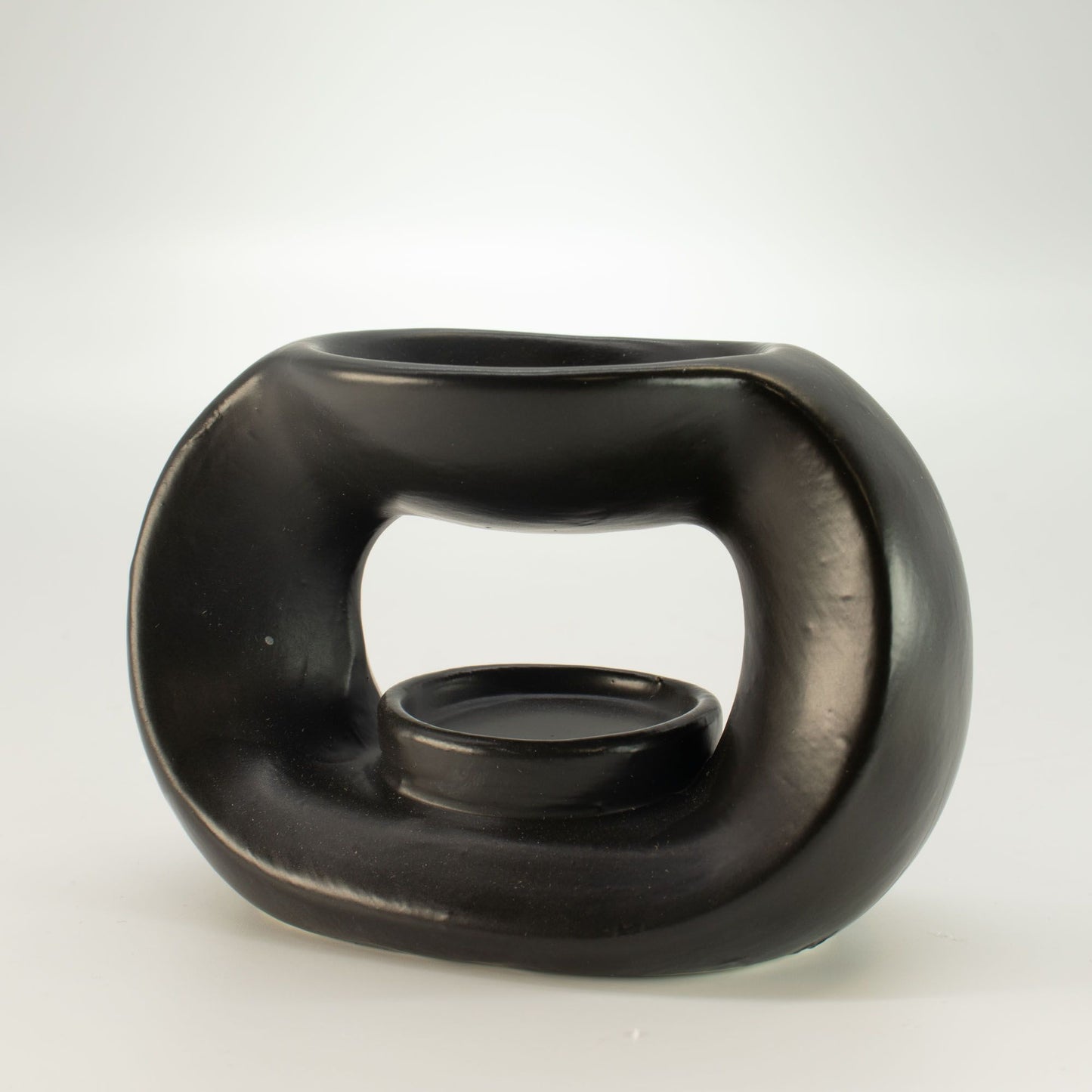 Ceramic Zen Oil Burner – Oval Pebble Matt Black | Modern Wax Melt & Fragrance Oil Burner