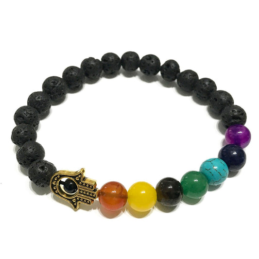 🧘‍♀️ Lava Stone Bracelet - Hamsa Chakra | Healing Energy & Aromatherapy Jewellery 🌈