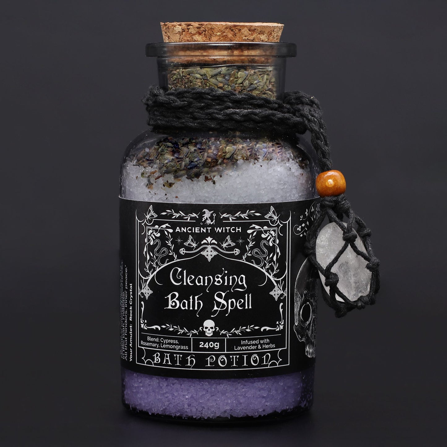 🌙 Ancient Witch Cleansing Bath Spell Potion & Rock Crystal Amulet – Purify, Renew & Rebalance ✨
