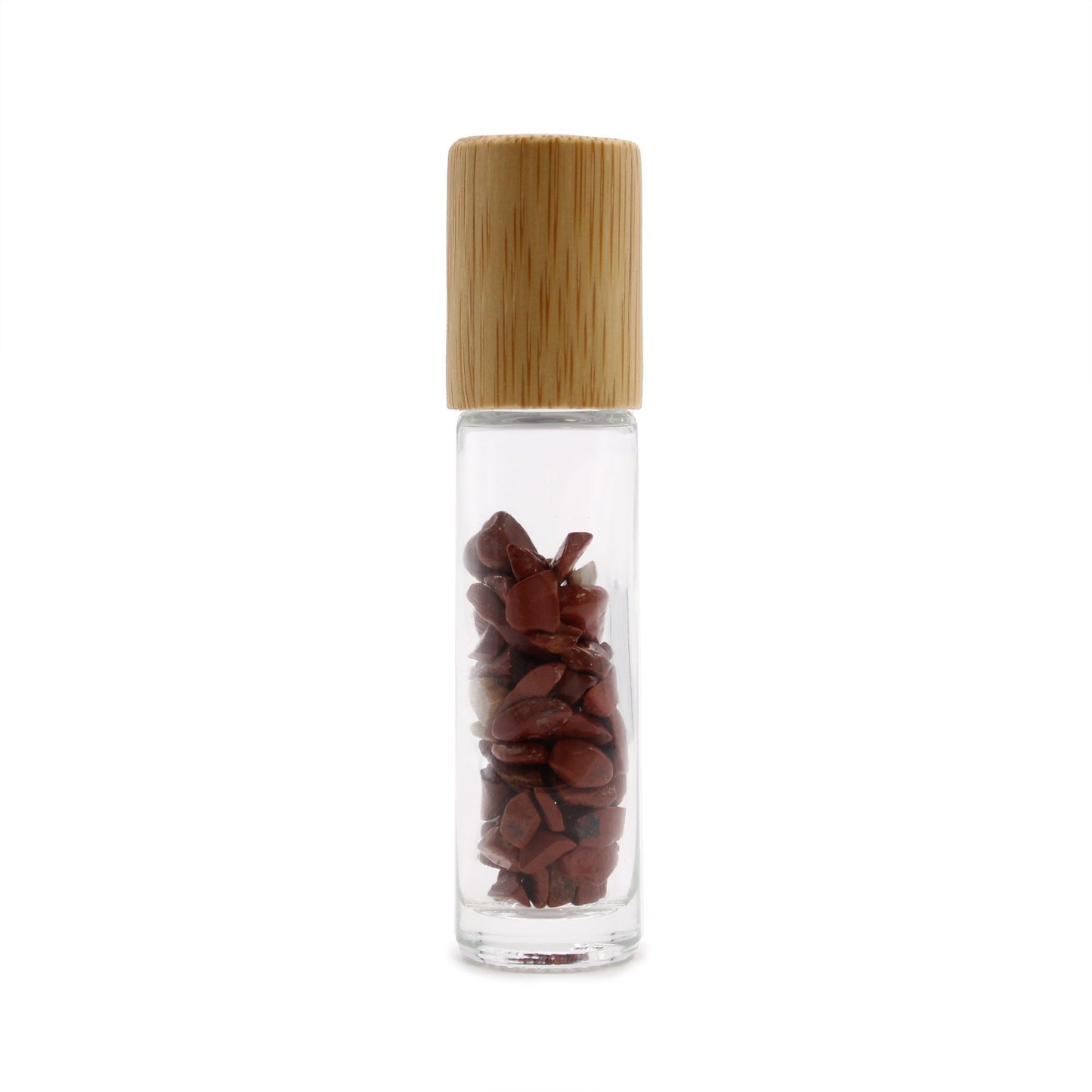 Gemstone Essential Oil Roller Bottle – Red Jasper Crystal with Wooden Cap 💎🌿