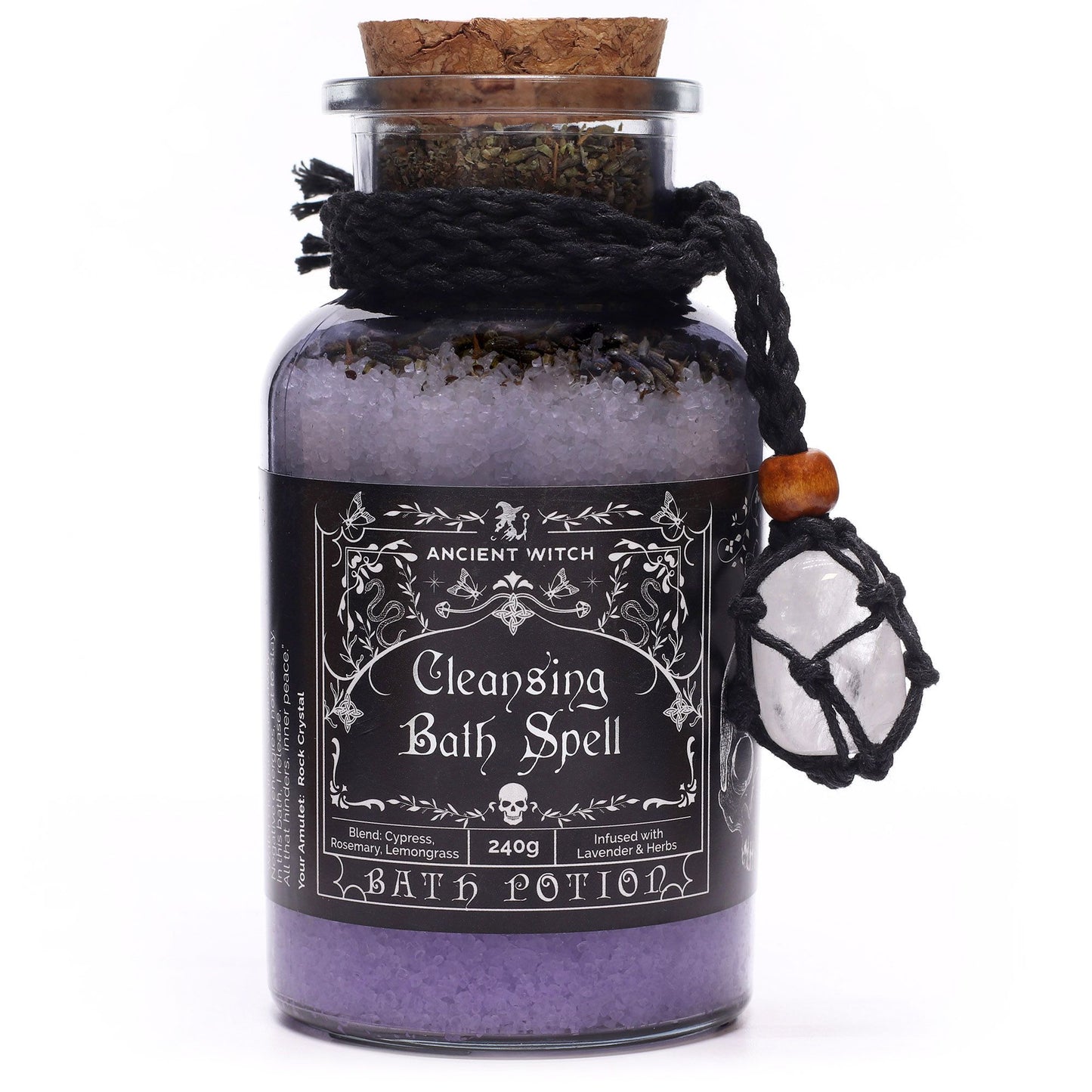 🌙 Ancient Witch Cleansing Bath Spell Potion & Rock Crystal Amulet – Purify, Renew & Rebalance ✨