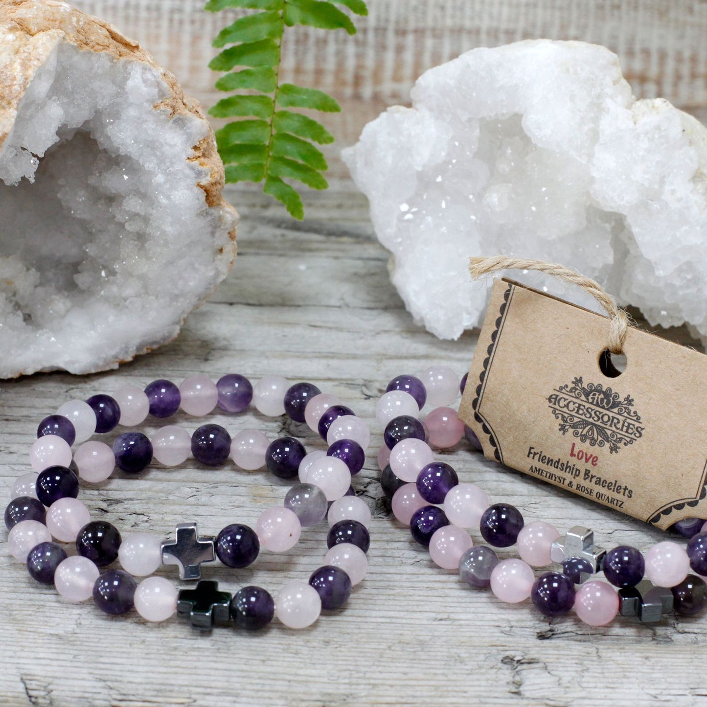 Gemstones Friendship Bracelets – Amethyst & Rose Quartz 💜🌸✨