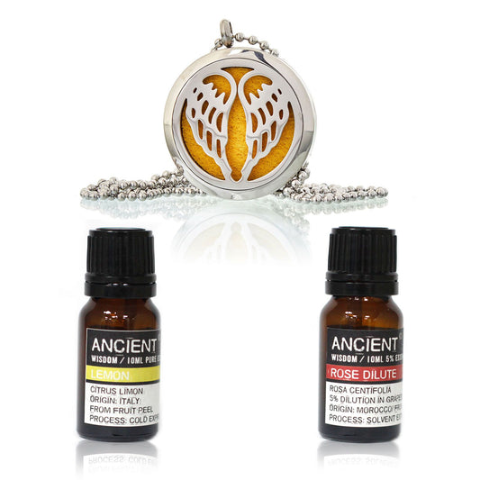 Angel Wings Aromatherapy Diffuser Necklace & Essential Oils Gift Set 💧✨