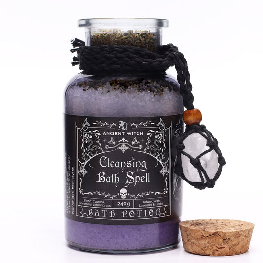 🌙 Ancient Witch Cleansing Bath Spell Potion & Rock Crystal Amulet – Purify, Renew & Rebalance ✨