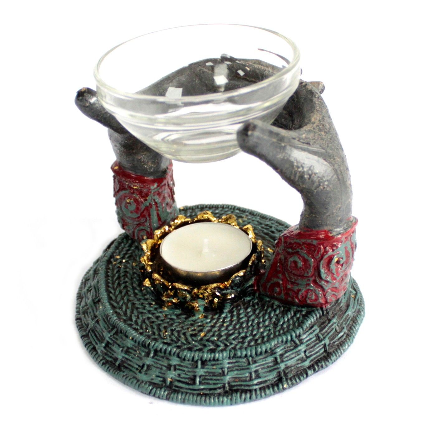 Antique Buddha Offering Hands Oil Burner | Zen Home Fragrance & Meditation Decor