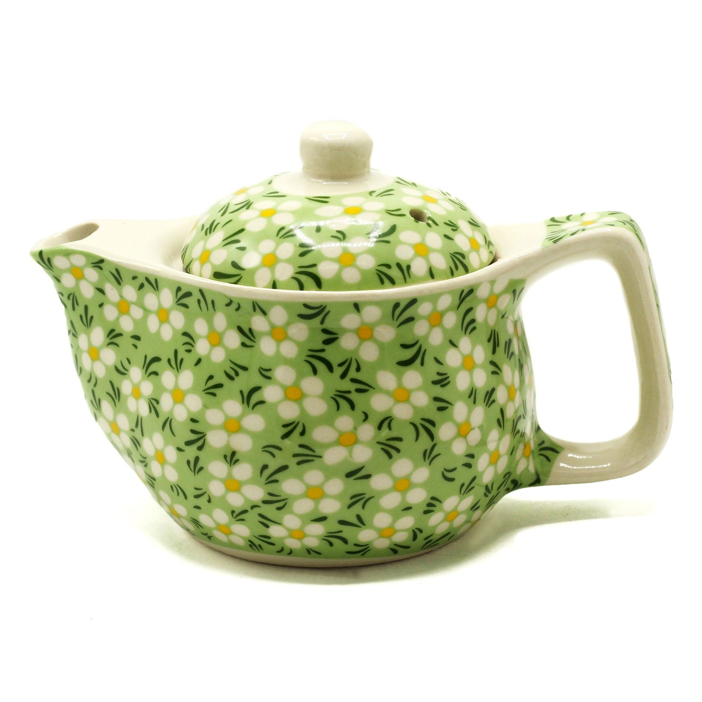 🌿 Small Herbal Teapot – Green Daisy Design 🌼 Perfect for Tea Lovers & Gift Giving