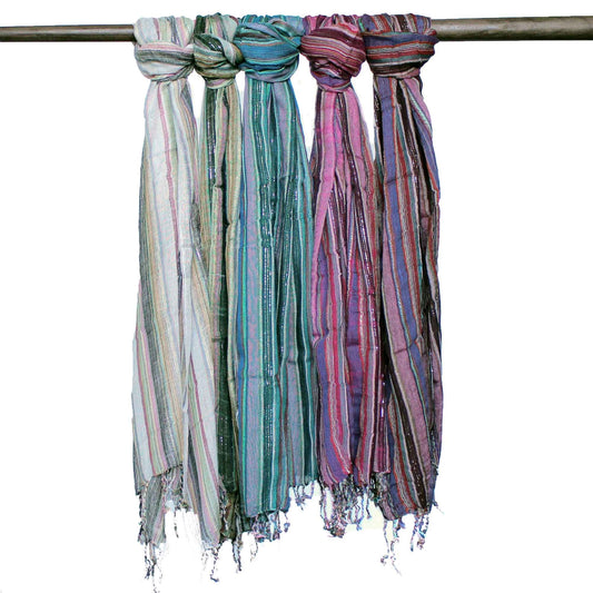 🌸 Indian Boho Scarves – 22x72in – Random Colours with Gold Thread | Handmade Cotton Scarf from India 🌸