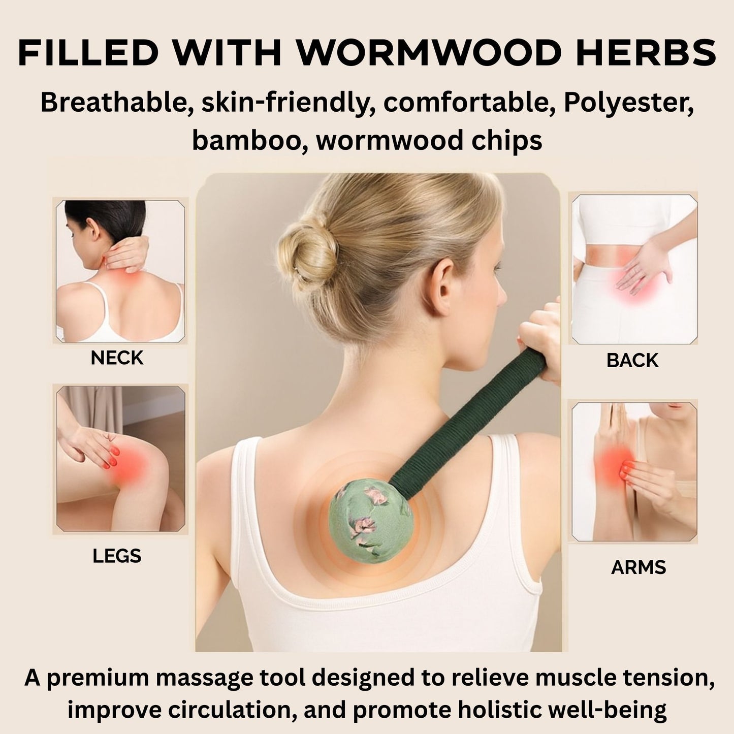 Wormwood Massage Hammer – Lavender 💜 | Natural Tension & Stress Relief