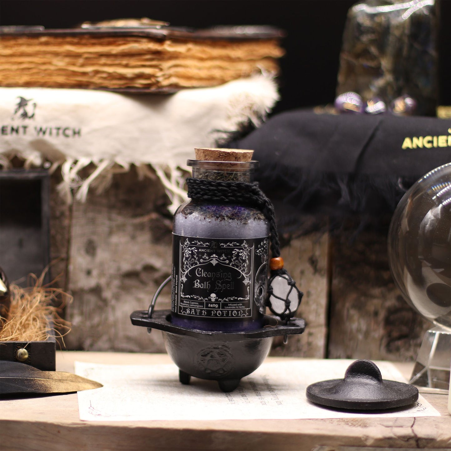 🌙 Ancient Witch Cleansing Bath Spell Potion & Rock Crystal Amulet – Purify, Renew & Rebalance ✨