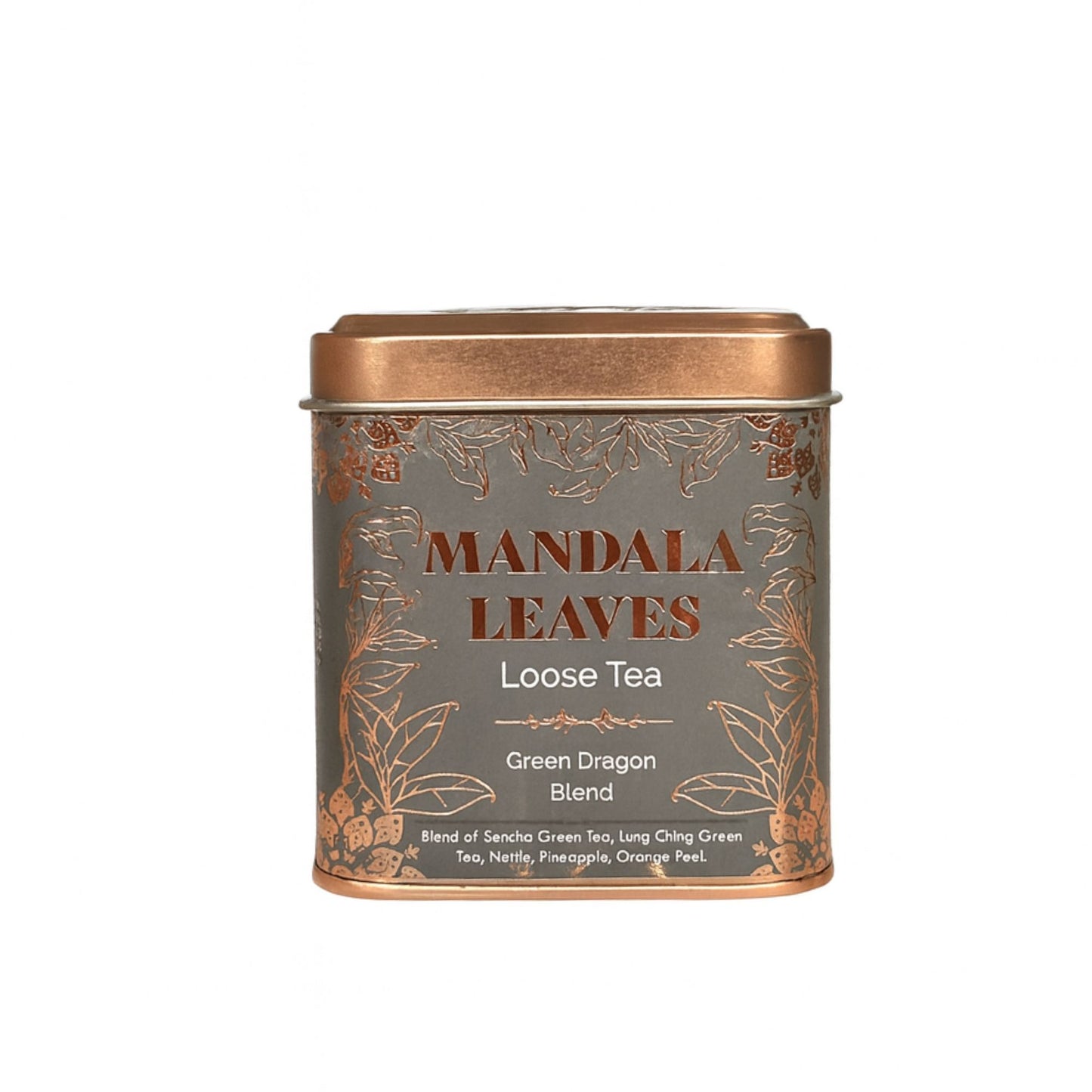 Thé Vert Mélange Green Dragon en Boîte 50g 🍵✨ | Sencha & Lung Ching | Ananas, Écorce d'Orange & Myrtille