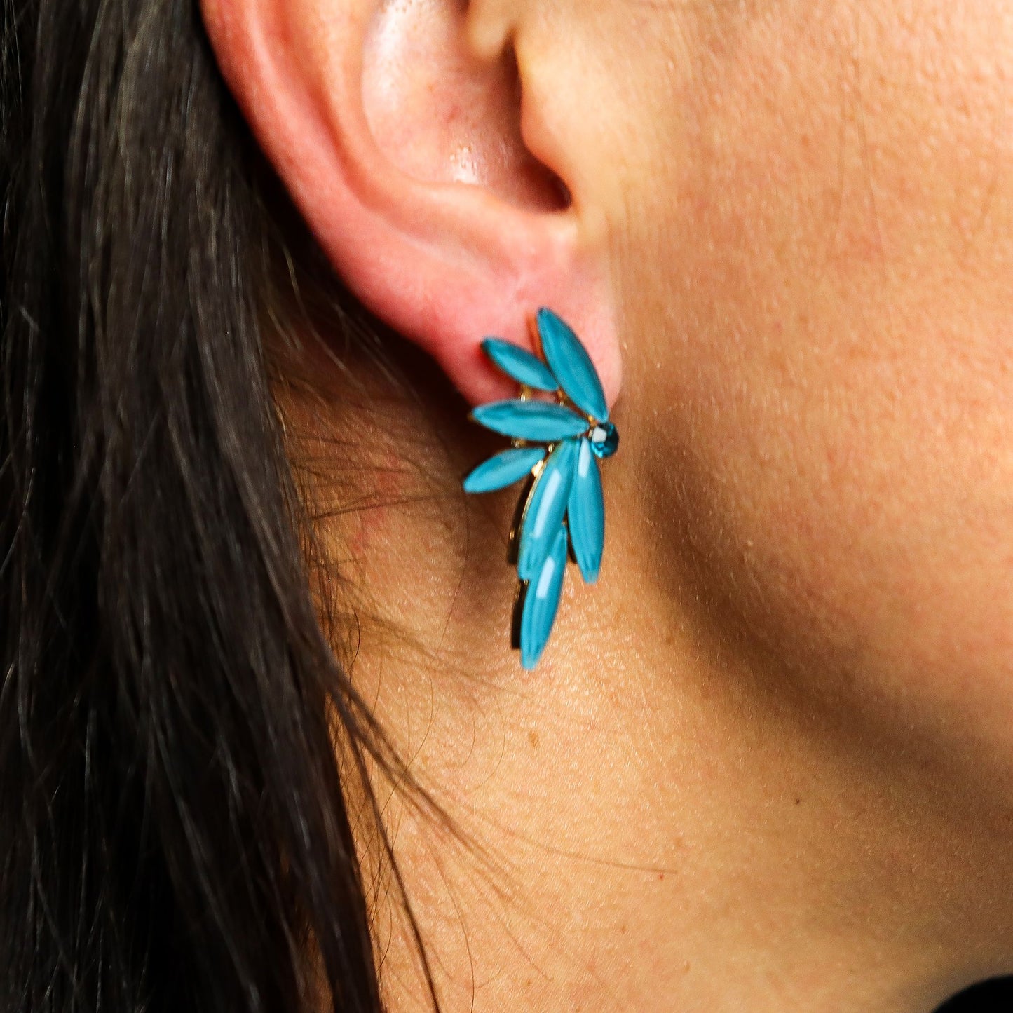 Boucles d'oreilles Fées Vert sarcelle – Acier inoxydable et verre, Bijoux nature inspirés des dryades